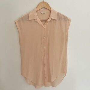 Club Monaco Silk Peach Sleeveless Button-Up Blouse